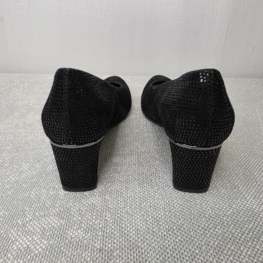 VANELi Dayle Black Shimmer E-Print Block Heel Pumps - Size 8M - Picture 4 of 8